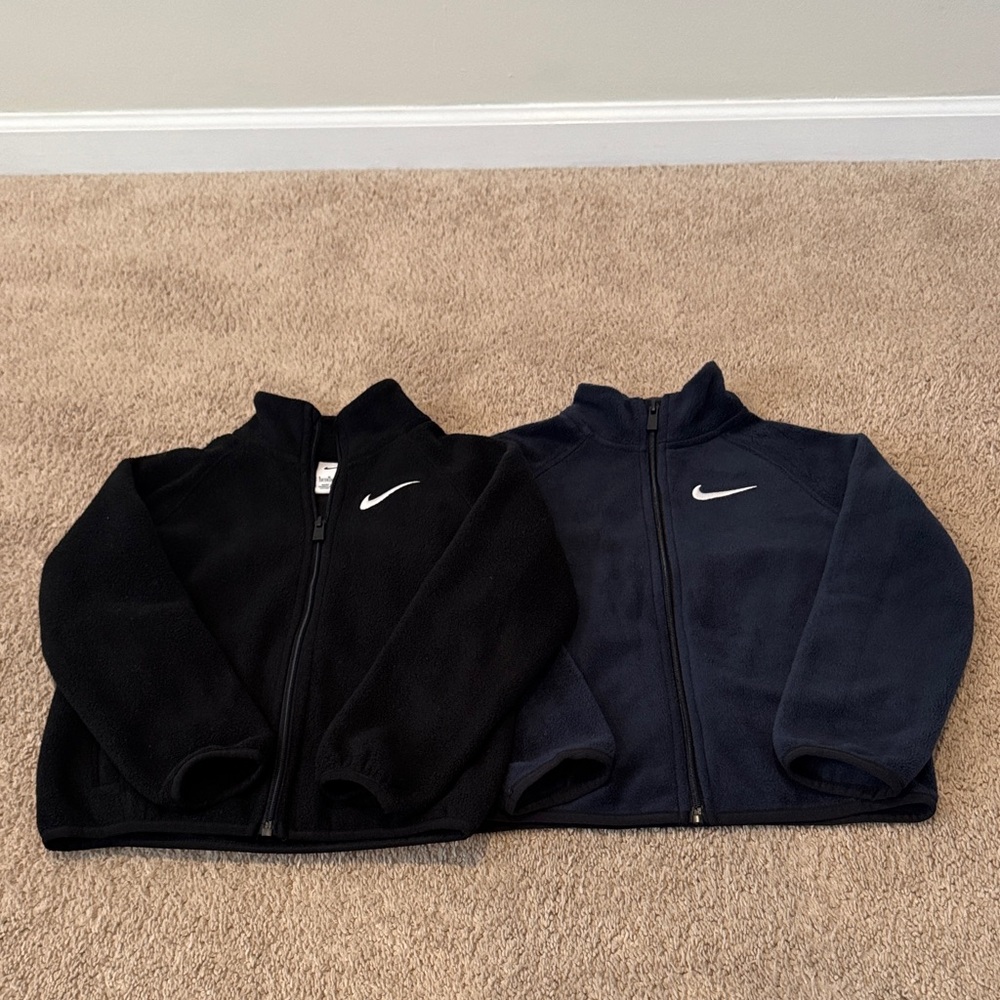 Nike Kids Black and Dark Blue Fleece Jackets